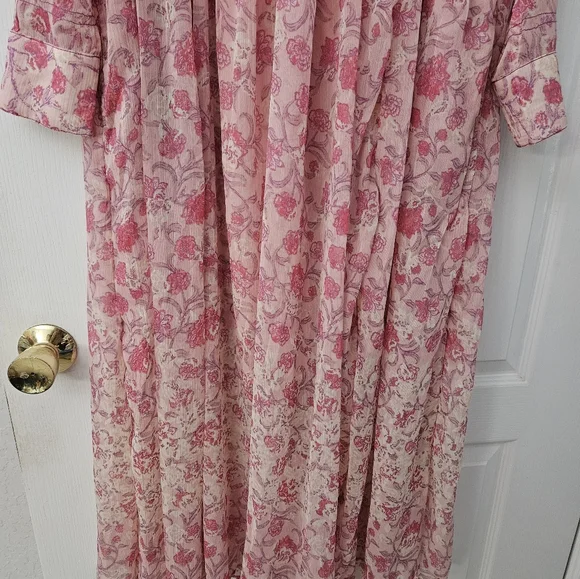 Free people pink floral Women's See Ot through maxi Dress xs NWT - Picture 7 of 14